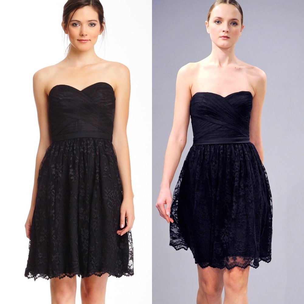 ML Monique Lhuillier Black Lace Sweetheart Dress